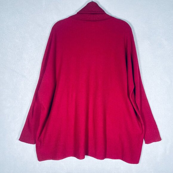 Garnet Hill Cashmere Sweater Womens S Raspberry Red Oversized Pullover Slouchy - Picture 6 of 12